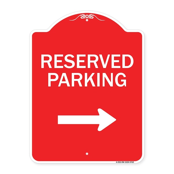 Signmission Designer Series Reserved Parking 2, Red & White Heavy-Gauge Aluminum Sign, 24" x 18", RW-1824-9765 A-DES-RW-1824-9765 - main